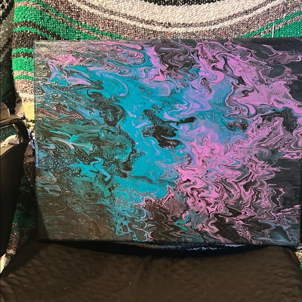 Vibrant Teal and Pink Abstract Wall Art